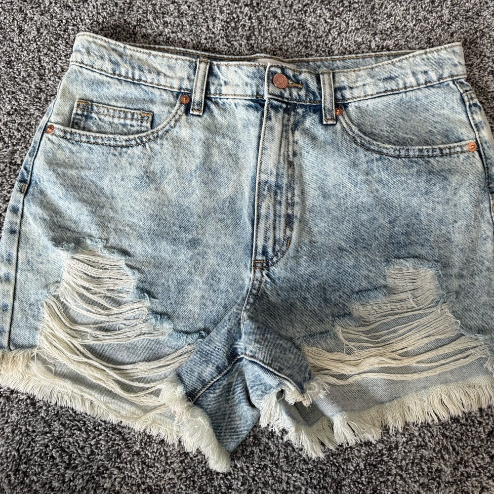 Sneak Peek Light Blue Distressed Jean Shorts